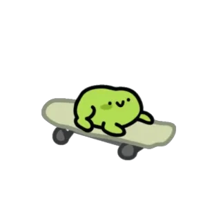 🛹 nhãn dán, hoạt hình, xanh lá, ván trượt, dễ thương, blob, kawaii telegram sticker