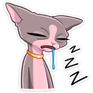 🤤 ZZZ Katze, schlafend, zzz, Sphynx Katze, Cartoon, müde, schläfrig whatsapp sticker