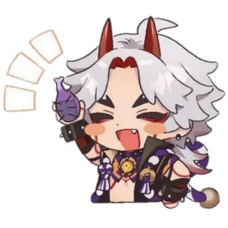 ⛩ Arataki Itto Genshin Impact anime, chibi, Genshin Impact, Arataki Itto, video game telegram sticker