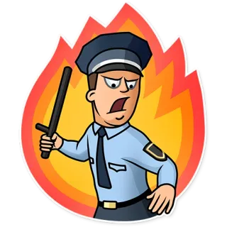 😡 警察, 怒り, 警官, 漫画, 権威 telegram sticker