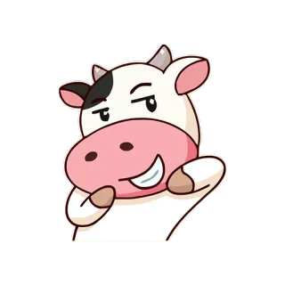 😉 Krowa, Zwierzę, Słodkie, Kreskówka, Naklejka telegram sticker
