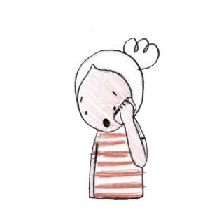 📲 dibujos animados, chica, camiseta rayas, sorprendida telegram sticker