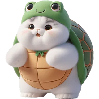☺️ chat, tortue, mignon, animal, animal de compagnie, déguisement, kawaii, adorable whatsapp sticker
