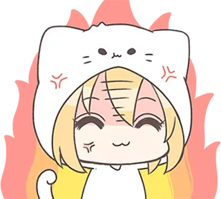 😡 Animé, Kawaii, Mignon, En colère, Chat, Sweat à capuche telegram sticker