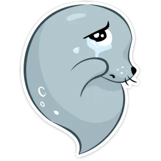 😢 Seehund, traurig, weinend, Tier, Cartoon telegram sticker