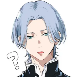 😐 Anime, Mangá, Masculino, Ponto de interrogação, Retrato, Personagem telegram sticker