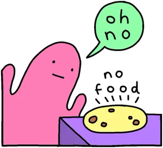 🍽 oh no no food comida, triste, dibujos animados, hambriento, postre, galleta telegram sticker