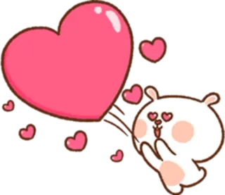 😞 amor, coração, fofo, coelho, animal, desenho animado telegram sticker