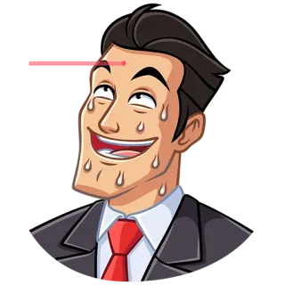 😟 Мем, Потеющий, Нервный, В стрессе, Эмодзи, Бизнесмен whatsapp sticker