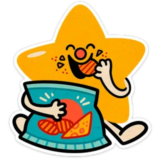 🍟 bintang, kartun, keripik, makanan, camilan, makan, imut telegram sticker