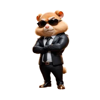 ⭐️ 仓鼠, 西装, 太阳镜, 特工, 动物, 啮齿动物, 严肃, 商务 whatsapp sticker
