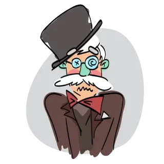 🤕 uomo, cappello, papillon, baffi, personaggio, illustrazione, vintage whatsapp sticker