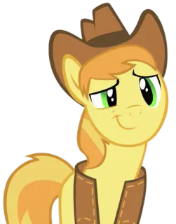 😏 Braeburn My Little Pony poni, dibujos animados, caballo, sombrero, braeburn, sonriendo telegram sticker