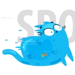 🙄 cartoon, blue, blob, cat, fish, funny, digital art telegram sticker