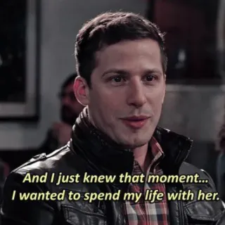 😏 And I just knew that moment... I wanted to spend my life with her. любовь, отношения, романтика, цитата, посвящение whatsapp sticker