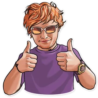 👍 Pulgar arriba, Positivo, Hombre, Gafas de sol, Casual, Dibujo animado telegram sticker