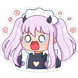 😳 Anime, Niedlich, Kawaii, Maid, Dämon, Weinend, Verwirrt, Emotional telegram sticker