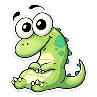 ☺️ dinosaur, cartoon, green, cute, animal, lizard whatsapp sticker