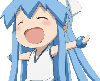 💙 Ika Musume Squid Girl 애니메이션, 오징어소녀, 오징어소녀, 귀여운, 만화, 캐릭터, 미소 telegram sticker