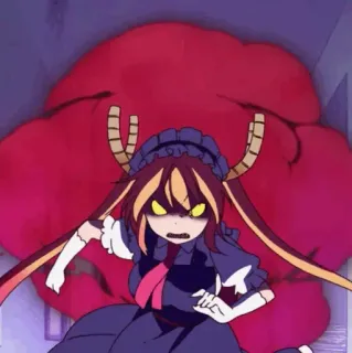 💈 Anime, Enojado, Cuernos, Maid, Dibujos animados, Personaje, Fantasía telegram sticker