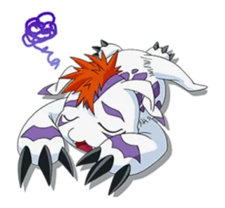 😰 만화, 애니메이션, 디지몬, 수면, 지침, 피곤한 telegram sticker