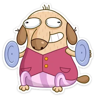 🛎 dog, cartoon, animal, weightlifting, exercise telegram sticker