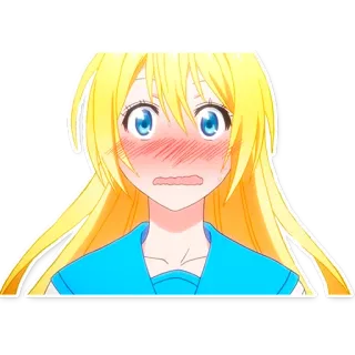 😊 Anime, Ragazza, Capelli Biondi, Cartone Animato, Imbarazzata, Sticker telegram sticker