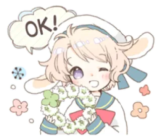 🌬 OK! ok, anime, lindo, kawaii, conejo whatsapp sticker