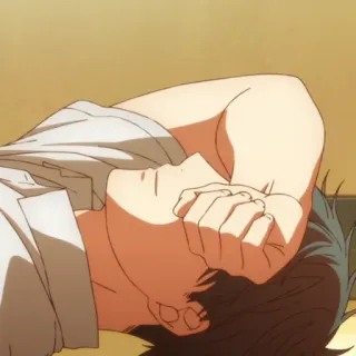 😓 anime, exhausted, tired, lying down, facepalm, stress telegram sticker