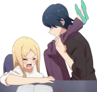 😍 anime, arrabbiato, donna, uomo, cartone animato, coppia, studente, libro whatsapp sticker