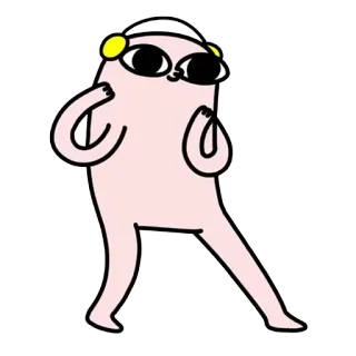 🕺 การ์ตูน, ตัวละคร, หูฟัง, แว่นตา, เต้นรำ telegram sticker