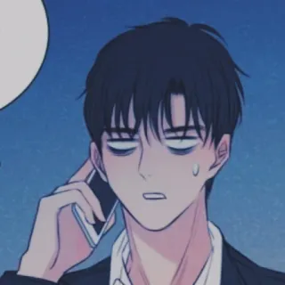 ✖ hombre, teléfono, ansioso, cansado, llamando, ilustración telegram sticker