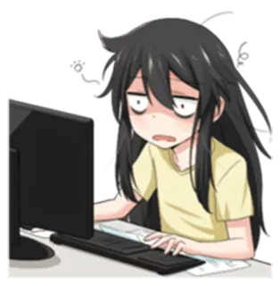 😵 anime, computer, tired, frustrated, exhausted, internet, manga telegram sticker