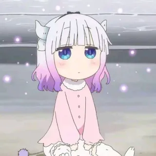 ☁️ Kanna Kamui Miss Kobayashi's Dragon Maid Anime, Drago, Carino, Kawaii, Kanna, Chibi, Capelli viola, Ragazza drago telegram sticker