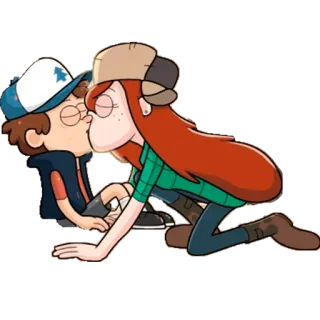 😘 Dipper Pines การ์ตูน, จูบ, มิตรภาพ, ความรัก telegram sticker
