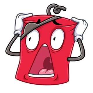 😲 Desenho animado, Vermelho, Pirata, Tapa-olho, Expressão, Surpresa, Medo, Choque whatsapp sticker