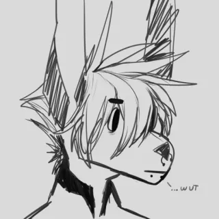 🤨 ...wut Furry, Antropomórfico, Animal, Desenho animado, Expressão, Esboço, Arte linear telegram sticker
