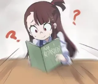 😱 Am I retarded? Аниме, Вопрос, Книга, Смущение, Оскорбительный, Оскорбление telegram sticker