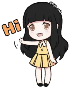 👋 Hi hola, saludo, chica, linda, dibujos animados, saludo con la mano telegram sticker
