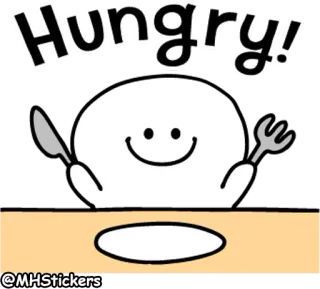 🤤 Hungry! faminto, comida, fofo, desenho animado, comendo telegram sticker