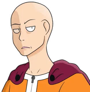 😟 Saitama One-Punch Man Сайтама, Ванпанчмен, аниме, персонаж, герой, лысый, скучающий whatsapp sticker