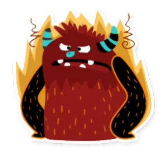 😡 monstro, desenho animado, raiva, zangado, fogo, demônio whatsapp sticker