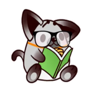 📚 собака, очки, чтение, книга, мультфильм, милый, животное, питомец telegram sticker