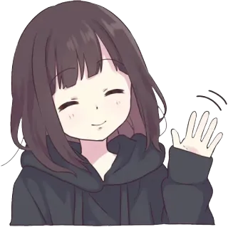 😉 Anime Mädchen, Kawaii, Cartoon, Süß, Winken, Anime whatsapp sticker