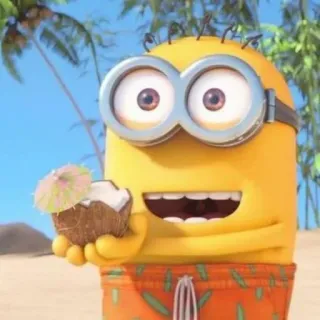 🥥 Minion Despicable Me minion, coconut, beach, cartoon, summer, tropical telegram sticker