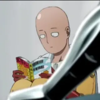 😐 Saitama One-Punch Man Anime, Personaggio, Saitama, One-Punch Man, Lettura, Pelato, Eroe telegram sticker