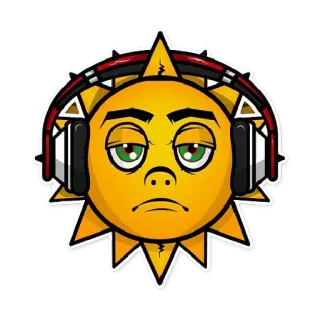 🤖 태양, 헤드폰, 만화, 슬픈, 선글라스 telegram sticker