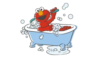 🤗 Elmo Sesame Street เอลโม, เซซามีสตรีท, อาบน้ำ, ฟองสบู่, การ์ตูน, น่ารัก telegram sticker