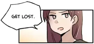 😒 GET LOST. dibujo animado, mujer, expresión, bocadillo, piérdete telegram sticker