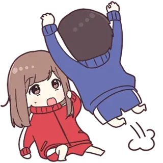 💙 アニメ, ちび, 漫画, キャラクター, カップル, 可愛い, カワイイ, アニメカップル telegram sticker